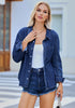 Classic Blue Women's Button Down Denim Lightweight Long Sleeve Pocket Jacket