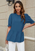 Blue Ashes 2023 Blouses for Women Dressy Casual Peplum Tops Puff Sleeve Ruffle Mock Neck Dress Shirt Flowy Summer