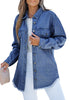 Nightfall Blue Denim Button Down Long Sleeve Outerwear Shirt