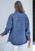 Nightfall Blue Denim Button Down Long Sleeve Outerwear Shirt