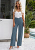 Dusty Bule Women's Stretch Business Casual High Waisted Work Office Wide Leg Trouser Pants