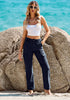 Medieval Blue Women's Straight Leg Cargo Pants Casual Y2K High Waisted Styles