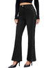 Washed Black Women's High Waisted Flared Jeans Rhinestone Side Stripes Comfort Stretch Functional Pockets