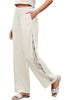 Women's Loose Wide Leg Pants with Hollow Out Side High Waisted Drawstring Elastic Casual Summer Trousers