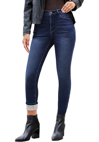 Women's High Waisted Fleece Lined Skinny Jeans Warm Stretch Denim Pants