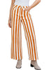 Women's Fashion High Waist Wide Leg Loose Fit Orange White Striped Denim Jeans