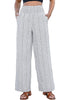 Women’s Striped Wide Leg Pants Causal Elastic High Waist Full Length Trousers with Pockets