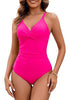 One Piece Swimsuit for Women Front Crisscross Ruched Adjustable Straps Padded Cups Swimming Suits