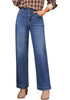 Timeless Blue Women's High Waisted Wide Leg Jeans with Comfort Stretch and Functional Pockets