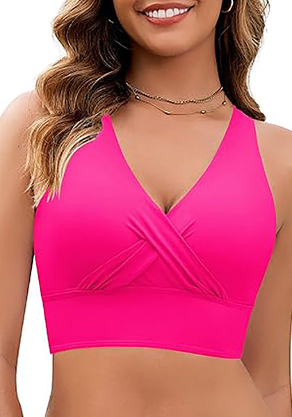 High Stretch Crisscross V Neck Bikini Tops for Women Comfortable Swimsuit Quick Dry Bathing Suit