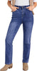 Timeless Blue High Waist Denim Pants Straight Leg Comfort Stretch Jeans Full Length Jeans with Pockets Casual