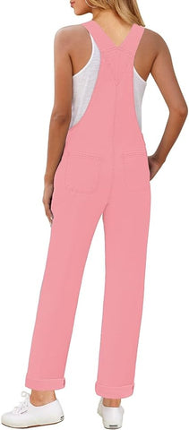 Womens Pink Icing Overalls Denim Stretch Straight Leg Jeans Overall Regular Fit Bib Jean Jumpsuits Comfy Adjustable Straps