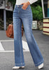Bay Blue Mid-Waisted Stretchable Straight Leg Denim Jeans