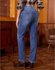Timeless Blue High Waist Denim Pants Straight Leg Comfort Stretch Jeans Full Length Jeans with Pockets Casual