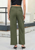 Women's High Waisted Wide Leg Soft Twill Pants Relaxed Fit Patch Pocket Trousers