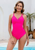 One Piece Swimsuit for Women Front Crisscross Ruched Adjustable Straps Padded Cups Swimming Suits