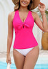High Stretch One Piece Swimsuit Tie Front Keyhole Sleeveless Tank Style Swimwear