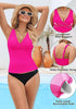 Tankini Tops for Women Deep V Neck Front Ruched  Swimwear with Adjustable Wide Straps