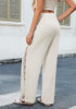 Women's Loose Wide Leg Pants with Hollow Out Side High Waisted Drawstring Elastic Casual Summer Trousers