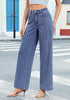 High Waisted Striped Wide Leg Jeans for Women Vintage Denim Loose Fit Casual Pants