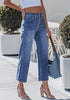Women's High Waisted Multi Button Wide Leg Denim Jeans Casual Relaxed Daily Wear Functional Pockets