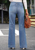 Bay Blue Mid-Waisted Stretchable Straight Leg Denim Jeans