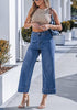 Women's High Waisted Wide Leg Cropped Denim Pants Rolled Cuff Casual Daily Wear Versatile Styling