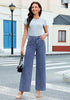 High Waisted Striped Wide Leg Jeans for Women Vintage Denim Loose Fit Casual Pants
