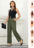 Women's High Waisted Wide Leg Soft Twill Pants Relaxed Fit Patch Pocket Trousers