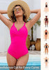 One Piece Swimsuit for Women Front Crisscross Ruched Adjustable Straps Padded Cups Swimming Suits