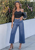 Women's High Waisted Wide Leg Cropped Denim Jeans Fashion Casual Jeans