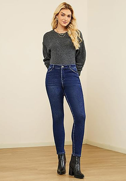 Women's High Waisted Fleece Lined Skinny Jeans Warm Stretch Denim Pants