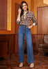 Timeless Blue Women's High Waisted Wide Leg Jeans with Comfort Stretch and Functional Pockets