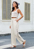 Women's Loose Wide Leg Pants with Hollow Out Side High Waisted Drawstring Elastic Casual Summer Trousers