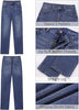 Timeless Blue High Waist Denim Pants Straight Leg Comfort Stretch Jeans Full Length Jeans with Pockets Casual