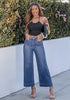 Women's High Waisted Wide Leg Cropped Denim Jeans Fashion Casual Jeans
