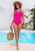 One Piece Swimsuit for Women Front Crisscross Ruched Adjustable Straps Padded Cups Swimming Suits