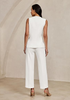 LookbookStore Cream White Two Piece Sets for Women Vest Pantsuits Set Structured Fit Functional Pockets Elegant Office Casual Outfits