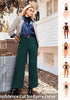 Forest Green Women's Casual High Waist Pocket Polyester Relaxed Fit Wide Leg Pants