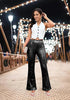 Women's High Shine Wide Leg Trousers Glitter Sequin Evening Pants Clubwear High Waist Glam