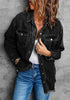 True Black Button-Up Oversized Women's Denim Shacket