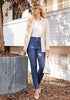 Classic Blue High Waist Skinny Jeans with Elastic Waistband for Women Stretch Denim Functional Pockets Comfort Fit Jeggings