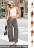 Women's Leopard Print Wide Leg Pants with Drawstring Elastic Waist Casual Loose Trousers for Summer Lounge & Vacation
