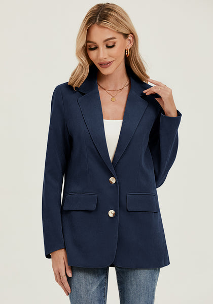 Dress Blues Women's Classic Twill Loose Fit Business Casual Blazer