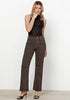 Leopard Mid-Waisted Stretchable Straight Leg Denim Jeans