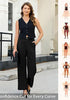 Women's High Waisted Wide Leg Soft Twill Pants Relaxed Fit Patch Pocket Trousers