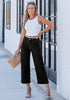 Washed Black Women's Cropped High Rise Denim Pull On Retro Wide Leg Jeans