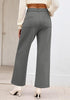 Grey Women's  High Waist Relaxed Fit Wide Leg Cropped Length Style Casual Pants With Pockets