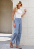 High Waisted Striped Wide Leg Jeans for Women Vintage Denim Loose Fit Casual Pants