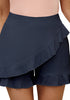 Dark Blue Women's High Waist Flowy Elastic Waist Lightweight Skort Ruffle Shorts